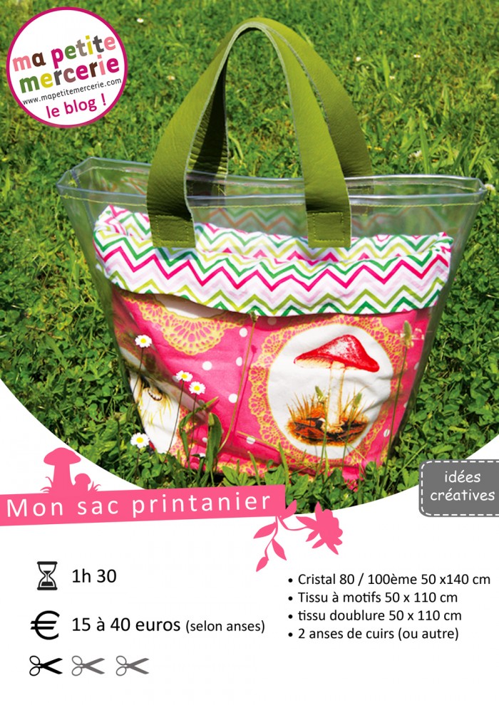 DIY tutoriel sac cabas printanier anse cuir ma petite mercerie cristal tissu motifs