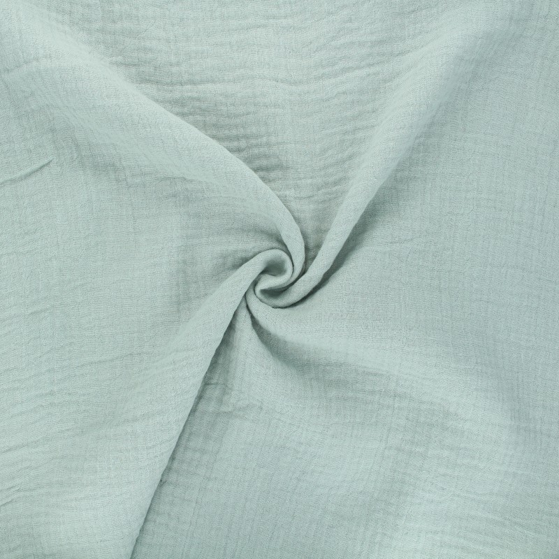 Photo d'un tissu en double gaze de coton unie vert sauge