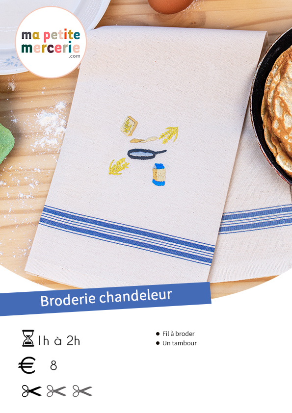 broderie chandeleur sur torchon zero déchet