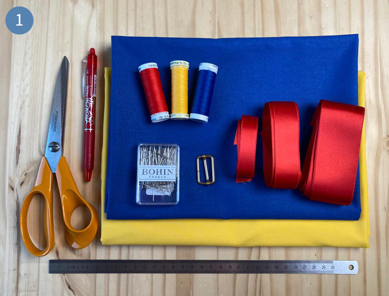 matériel nécessaire pour Patron robe blanche neige