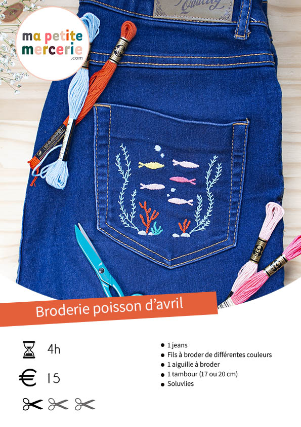 Motif poisson broderie : Récapitulatif broderie tuto