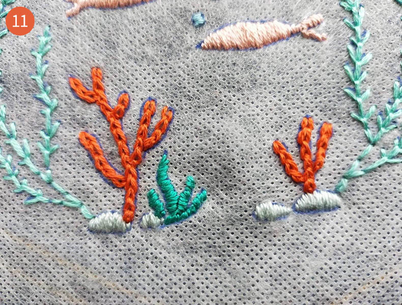 Broderie poisson : coraux tuto