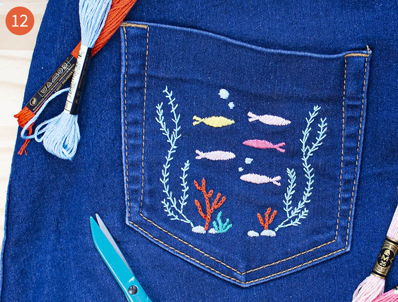 Broderie poisson : Rendu final tuto gratuit broderie poisson