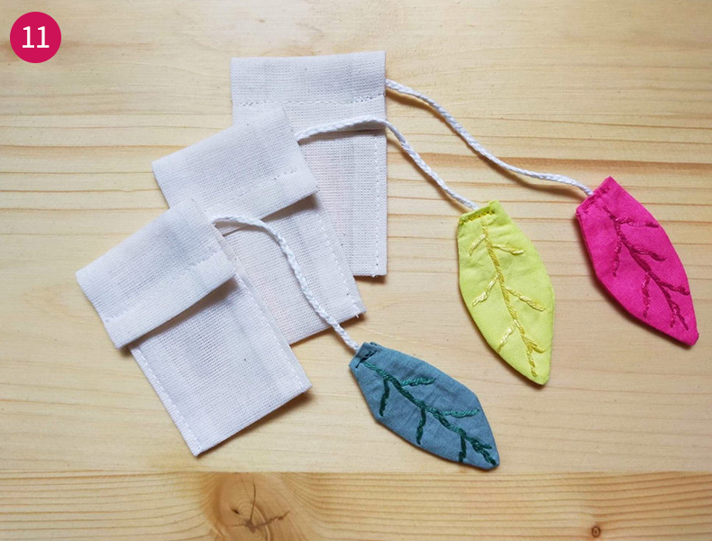 Tuto Sachet de thé avec feuille brodée