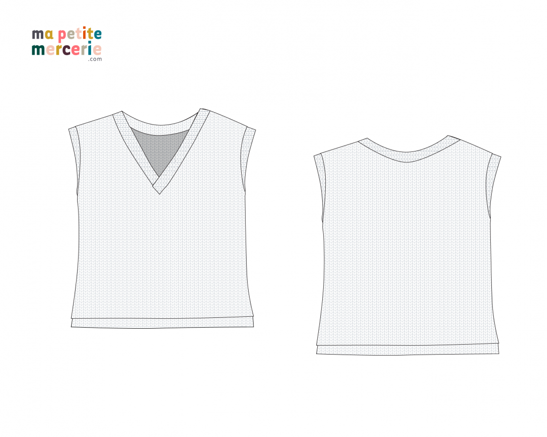croquis patron pull sans manche femme gratuit