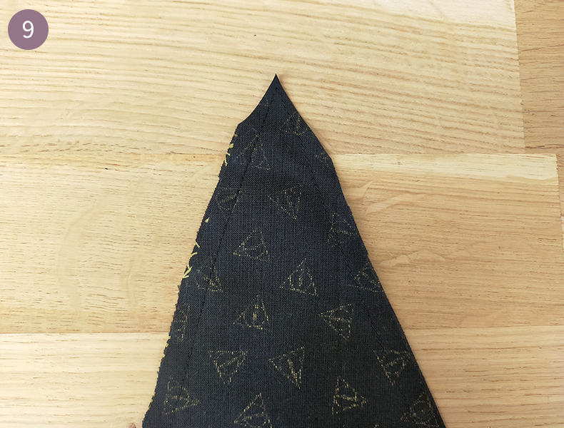 dégarnissage pointe tuto chapeau de sorcière