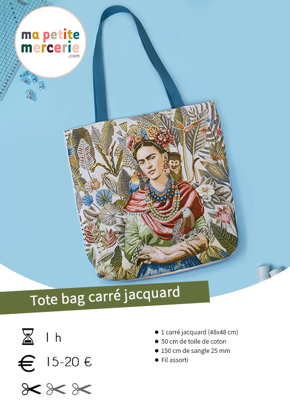 Tuto tote bag carré jacquard - tuto tote bag doublé facile et gratuit, idéal débutant