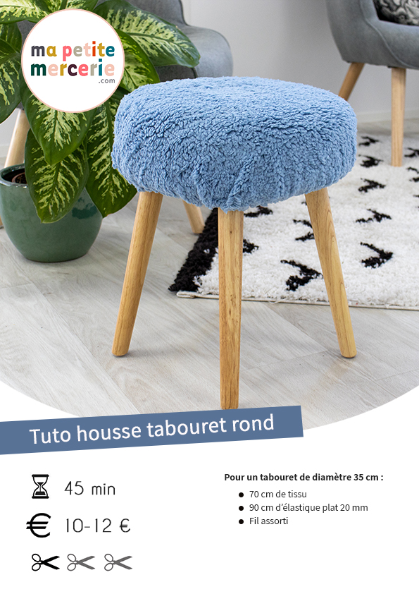 Tuto housse tabouret rond