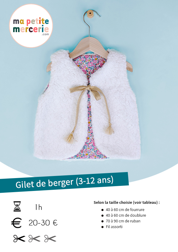Patron gratuit gilet berger enfant taille 3 à 12 ans