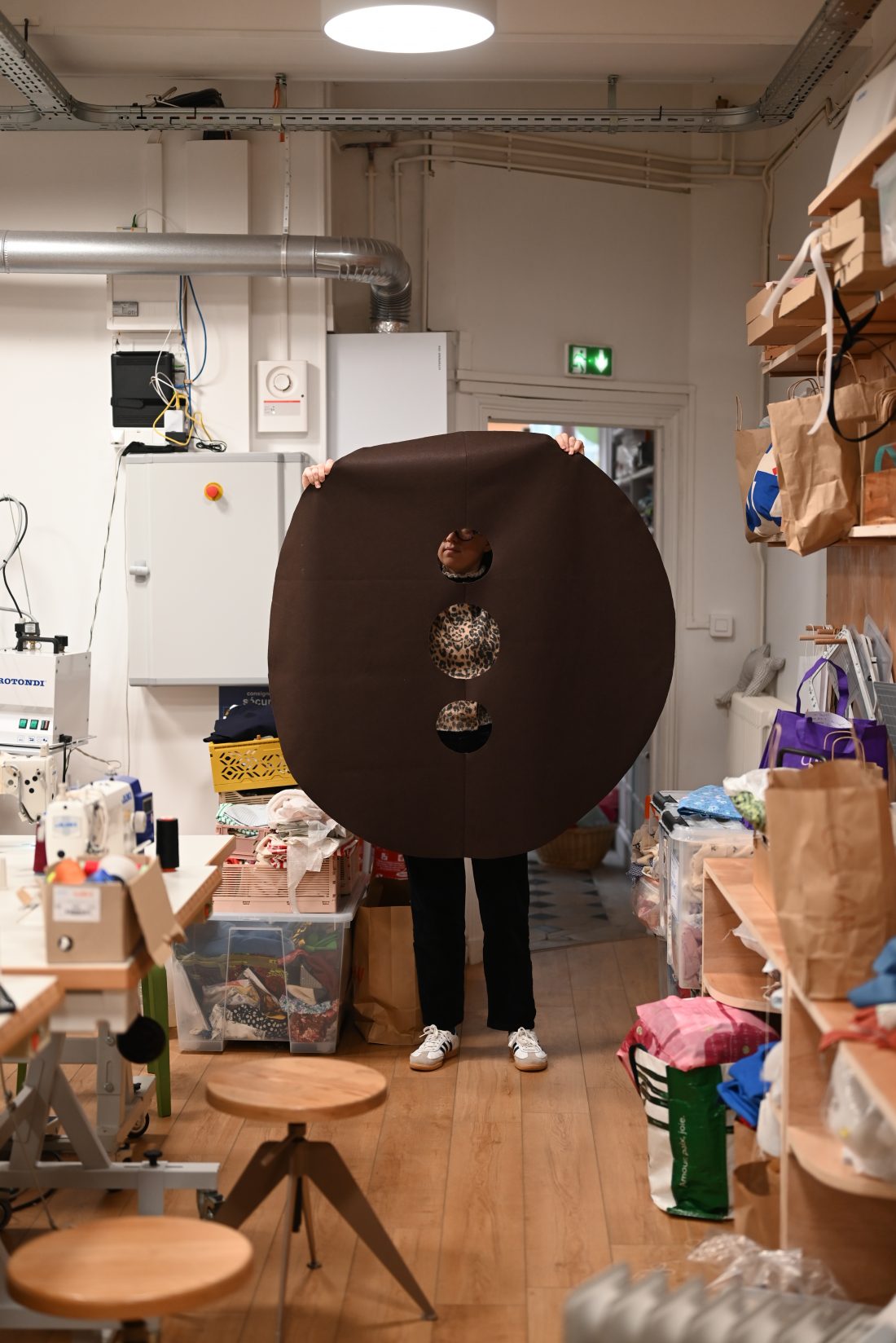 Photo du résultat après découpe de la feutrine pour le corps du déguisement.